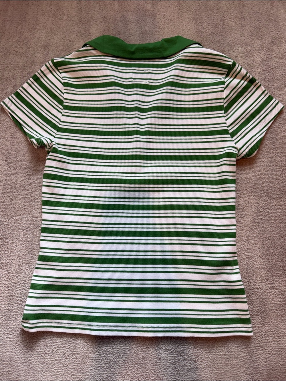 Anthropologie Maeve Green Stripe Polo Top — Women's Casual Knit - Picture 5 of 6